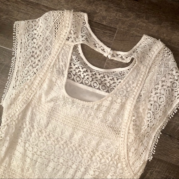 Miss Me Gypsy Ivory Lace Drop Waist Dress - Picture 7 of 8